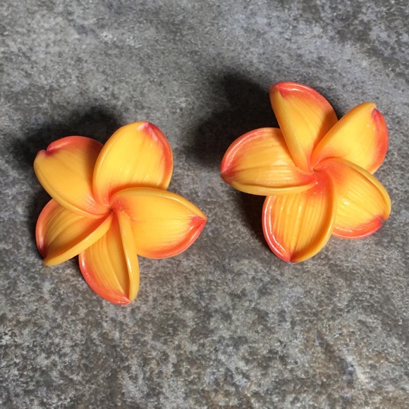 SALE Vintage Hawaiian clip earrings - Picture 3 of 4